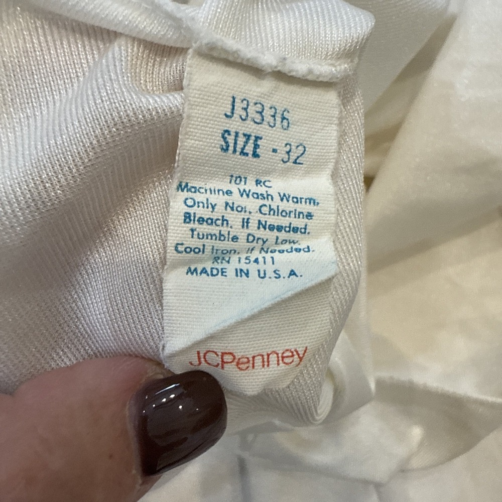 VTG JC Penney Sz 32 White Lace Trim Satin Nightgown Slip Dress Short 100% Antron - Picture 8 of 9